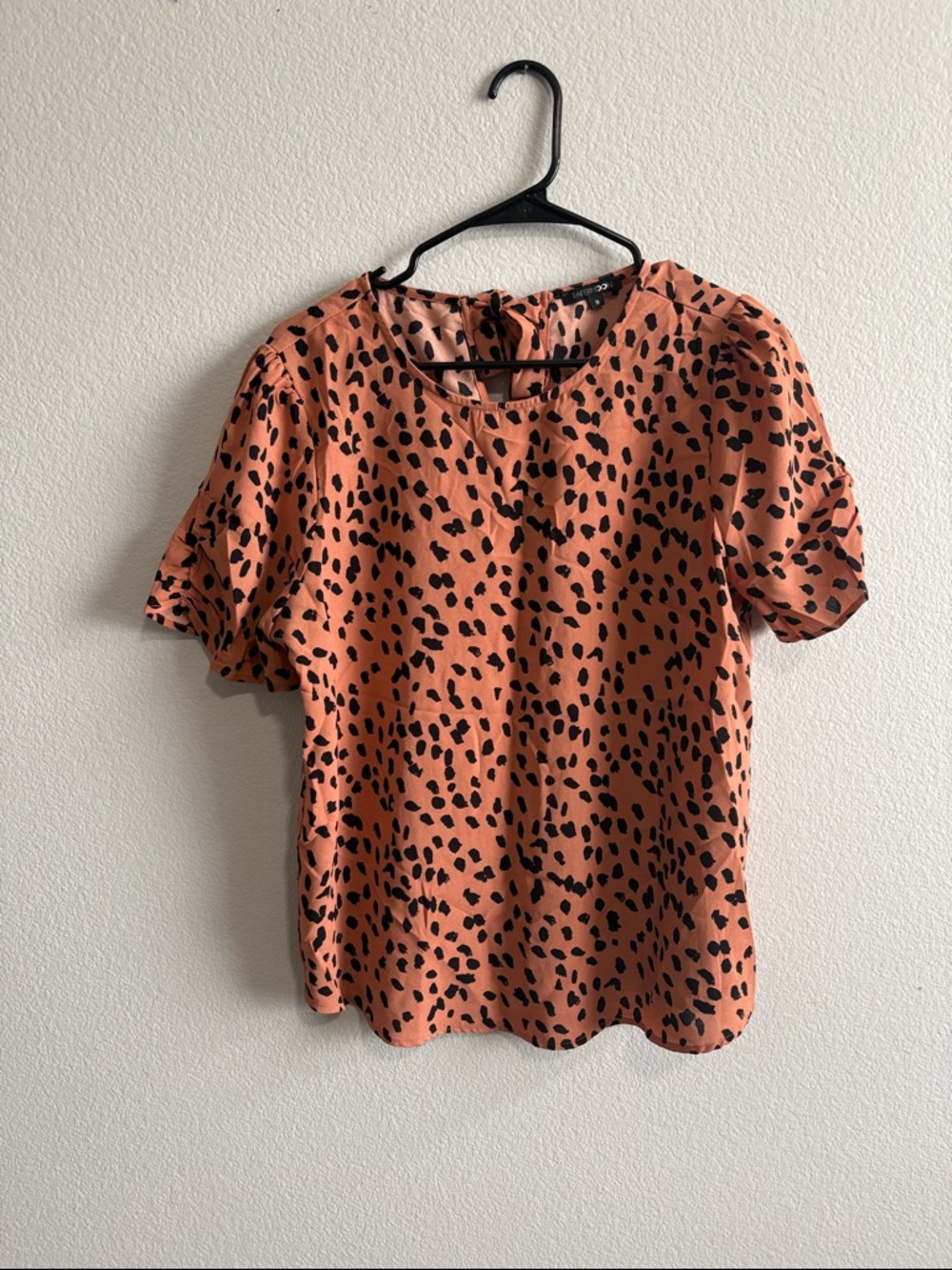 Papermoon Rust Leopard-Print Short Sleeve Blouse